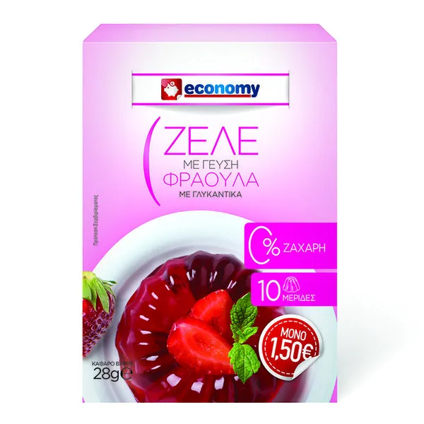 ζελέ 0% φράουλα ή μπανάνα 28γρ.