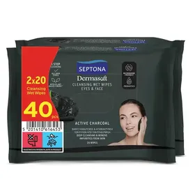 Septona Μαντηλάκια Ντεμακιγιάζ Active Charcoal 2x20τεμ.