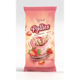 ROLLIES ρολάκια γκοφρέτας με κρέμα φουντουκιού ή φράουλας
