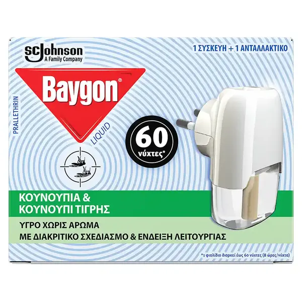 BAYGON Εντομοαπωθητικό Υγρό για 60 Νύχτες Σετ 36ml
