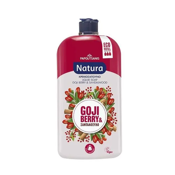 Κρεμοσάπουνο Natura PAPOUTSANIS σανδαλόξυλο & gojiberry αντ/κό 900ml