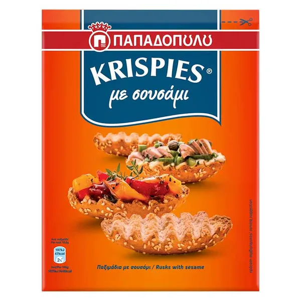 Παπαδοπούλου Krispies Παξιμάδια Με Σουσάμι 200γρ.