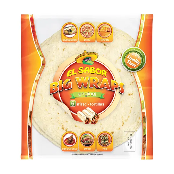 EL SABOR Original Big Wraps Πίτες Τορτίγιες 6τεμ 370g