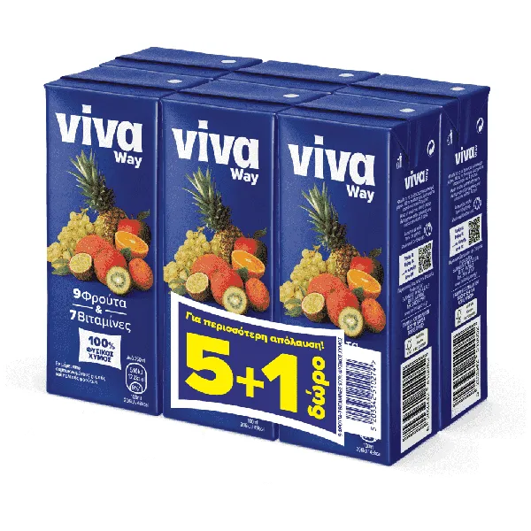 9 Φρούτα & 7 Βιταμίνες 250ml (5+1 δώρο) 100% Φυσικός Χυμός