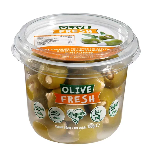Olive Fresh Ελιές Πράσινες Γεμιστές Με Αμύγδαλο 150γρ.