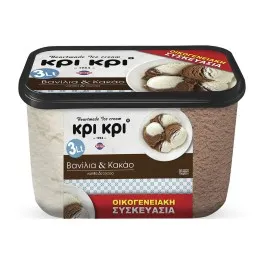 Κρι Κρι Heartmade Οικογενειακό Παγωτό Βανίλια-Κακάο 3Lt