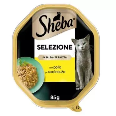 SHEBA® Adult Πλήρης Υγρή Τροφή Γάτας Κοτόπουλο σε Σάλτσα Δισκάκι 85g