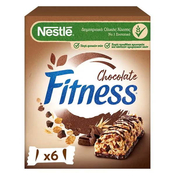 Nestle Fitness Μπάρες Δημητριακών Ολικής Άλεσης Με Σοκολάτα 6x23,5γρ.