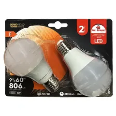 MrGrand Λάμπα Led Κοινή E27 A60 9W 3000K 240V 2τεμ.