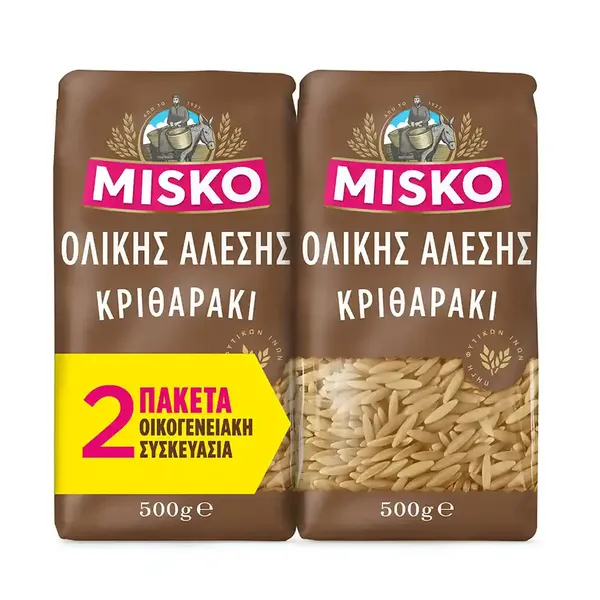Misko Κριθαράκι Ολικής Άλεσης Οικογενειακή Συσκευασία 2x500γρ.