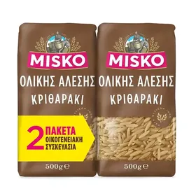 Misko Κριθαράκι Ολικής Άλεσης Οικογενειακή Συσκευασία 2x500γρ.