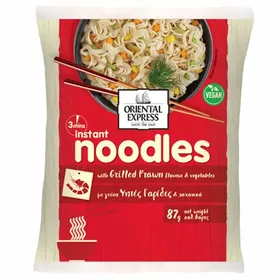 ORIENTAL EXPRESS Instant Noodles με γεύση Ψητές Γαρίδες & Λαχανικά Vegan 87g