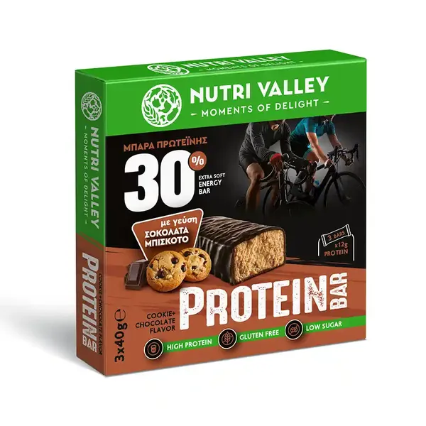 Nutri Valley Μπάρες Πρωτεΐνης Μπισκότο & Σοκολάτα 3x40γρ.