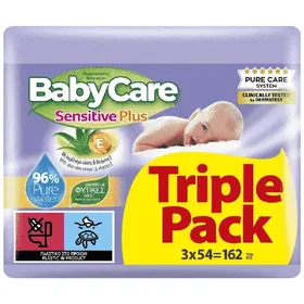 BABYCARE μωρομάντιλα sensitive plus triple pack (3x54τεμ.)