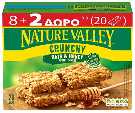 τραγανές μπάρες μούσλι με μέλι ή σοκολάτα 5x42γρ.