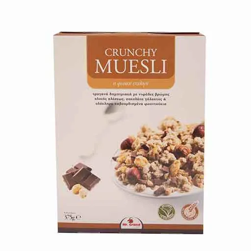 MrGrand Crunchy Muesli Δημητριακά Σοκολάτα & Φουντούκι 375γρ.