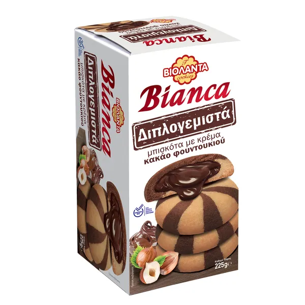 Διπλογεμιστά Bianca ΒΙΟΛΑΝΤΑ με κρέμα κακάο & φουντουκιού 225gr