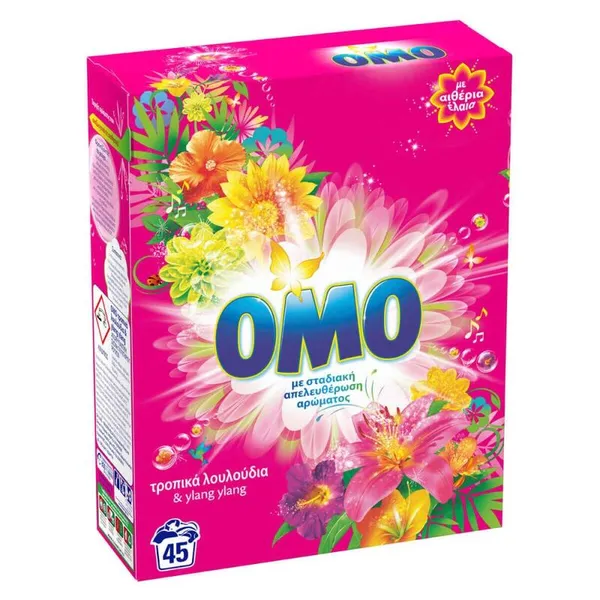 ΟΜΟ Απορρυπαντικό Ρούχων σε Σκόνη Τροπικά Λουλούδια & Ylang Ylang 45μεζ.
