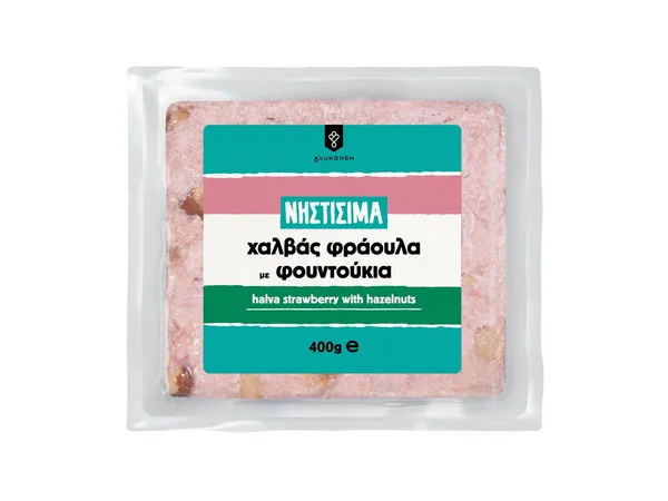 Γλυκάνθη Νηστίσιμα Χαλβάς φράουλα με φουντούκια
