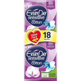 σερβιέτες sensitive cotton normal ή super ή maxi night 18τεμ.