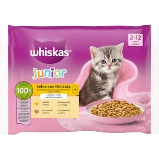 WHISKAS Γατοτροφή Junior Πουλερικά σε Ζελέ 4x85g