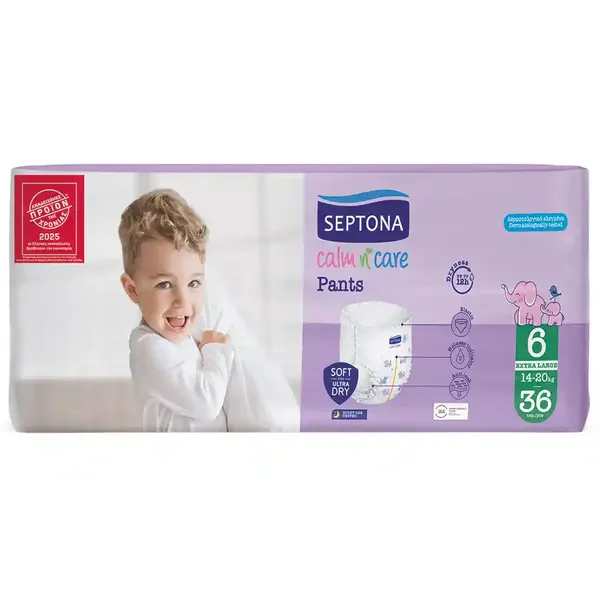 Πάνες-Βρακάκια Extra Large No 6 14-20kg Calm N' Care Septona 36τεμ