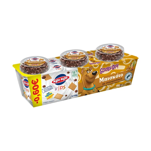 KPI Kids Scooby Doo Επιδόρπιο Γιαουρτιού Μπισκότο με Σοκομπιλάκια 3x150g