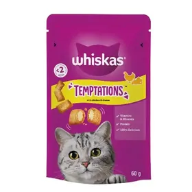 Σνακ γάτας WHISKAS temptations κοτόπουλο & τυρί 60γρ.
