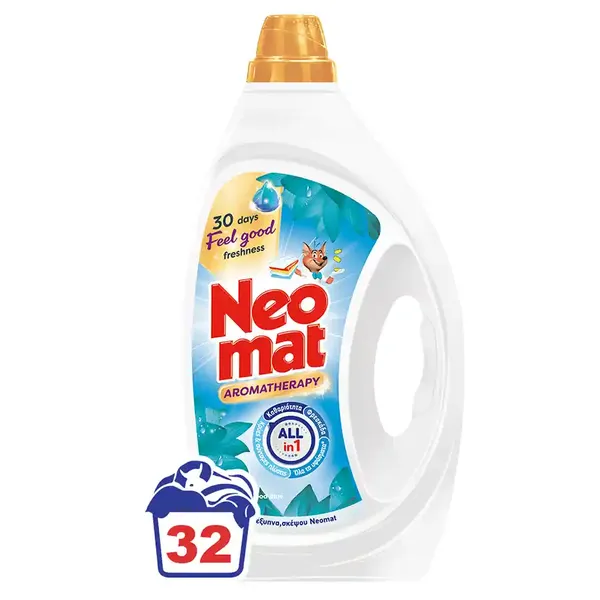 Neomat Aromatherapy Υγρό Απορρυπαντικό Ρούχων All in 1 Feel Good Blue Lotus 1,440lt 32μεζ
