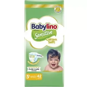 Βρεφική πάνα Babylino Sensitive No5+ 12-17 Kg 42 τμχ – Φροντίδα για Ευαίσθητο Δέρμα