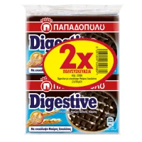 Παπαδοπούλου Digestive Μπισκότα Μαύρη Σοκολάτα 2x200gr