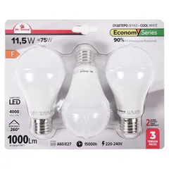MrGrand Λάμπες Led Minion E27 A60 11,5W 4000K 1000lm 3τεμ.